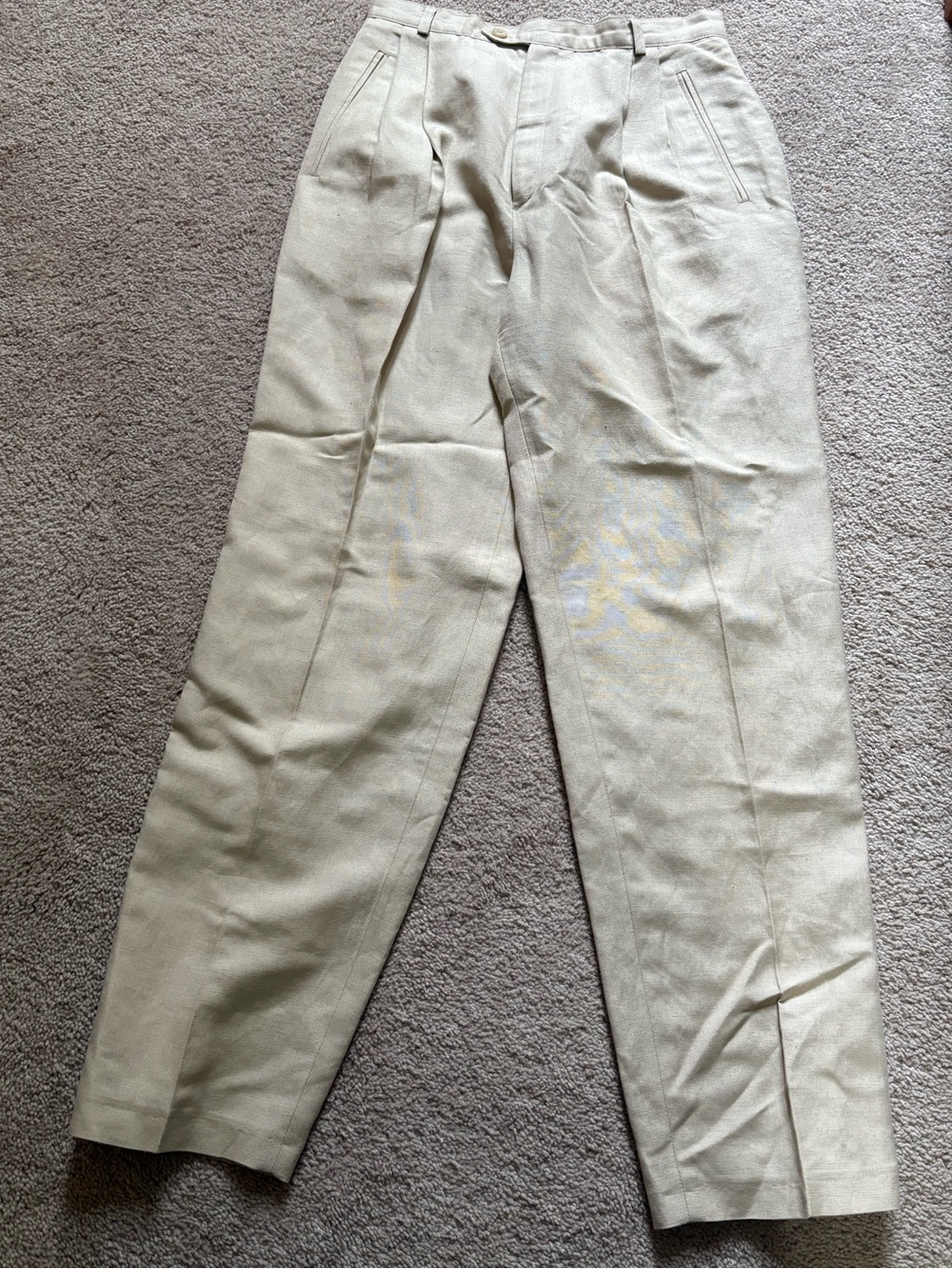 Vintage 90’s Tribal Sportswear Light Tan Linen Blend Pants Size 8